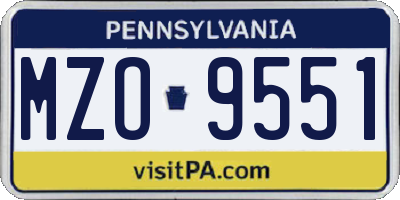 PA license plate MZO9551