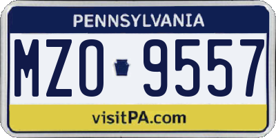 PA license plate MZO9557
