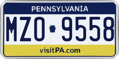 PA license plate MZO9558