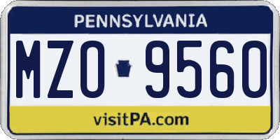 PA license plate MZO9560