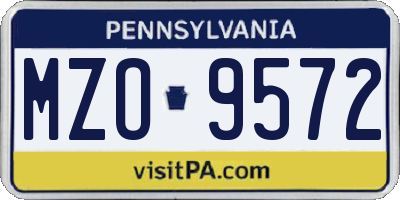 PA license plate MZO9572