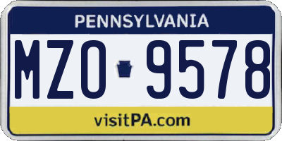 PA license plate MZO9578