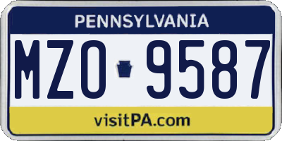 PA license plate MZO9587
