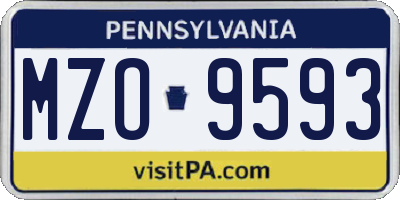PA license plate MZO9593