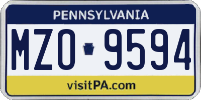 PA license plate MZO9594