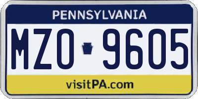 PA license plate MZO9605
