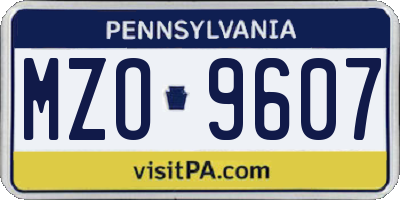 PA license plate MZO9607
