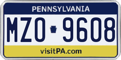 PA license plate MZO9608