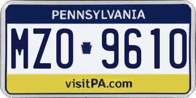 PA license plate MZO9610