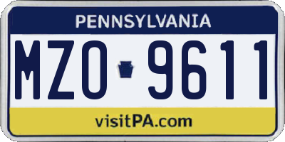 PA license plate MZO9611