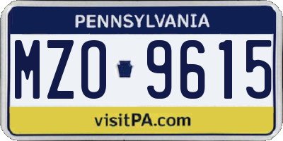 PA license plate MZO9615