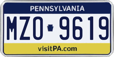 PA license plate MZO9619