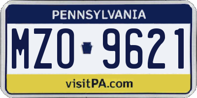 PA license plate MZO9621