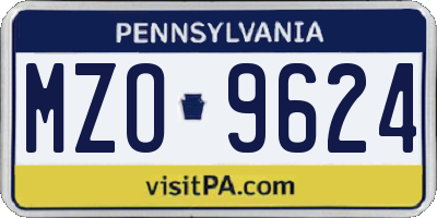 PA license plate MZO9624