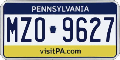 PA license plate MZO9627