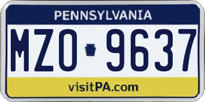 PA license plate MZO9637