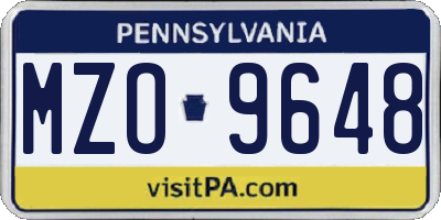 PA license plate MZO9648