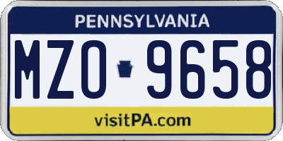 PA license plate MZO9658