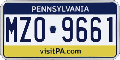 PA license plate MZO9661