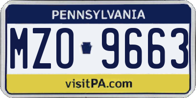 PA license plate MZO9663