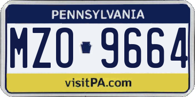 PA license plate MZO9664