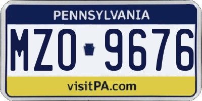 PA license plate MZO9676