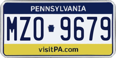 PA license plate MZO9679