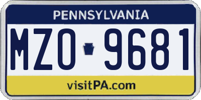 PA license plate MZO9681
