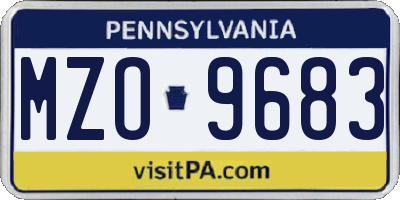 PA license plate MZO9683