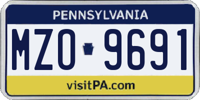 PA license plate MZO9691