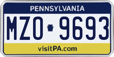 PA license plate MZO9693