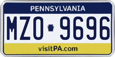 PA license plate MZO9696