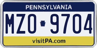 PA license plate MZO9704