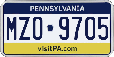 PA license plate MZO9705