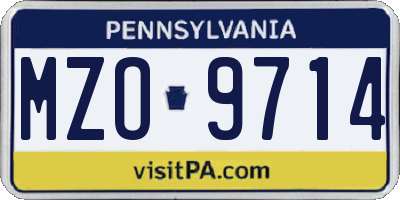 PA license plate MZO9714