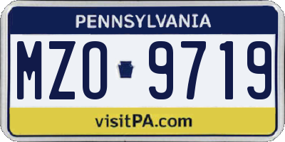 PA license plate MZO9719