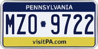PA license plate MZO9722