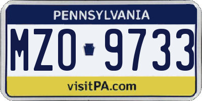 PA license plate MZO9733