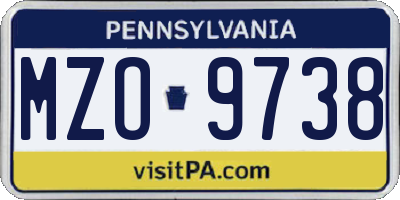 PA license plate MZO9738