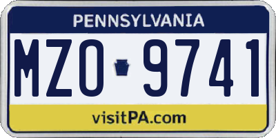 PA license plate MZO9741