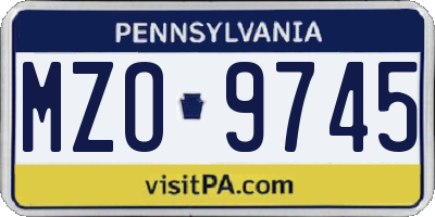 PA license plate MZO9745