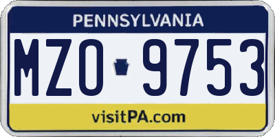 PA license plate MZO9753