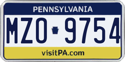 PA license plate MZO9754