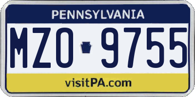 PA license plate MZO9755
