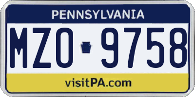 PA license plate MZO9758