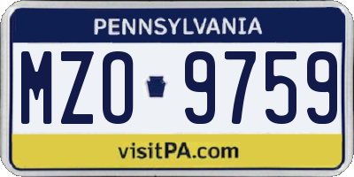 PA license plate MZO9759