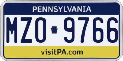 PA license plate MZO9766