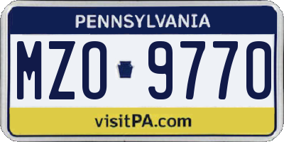 PA license plate MZO9770