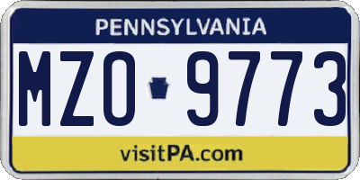 PA license plate MZO9773