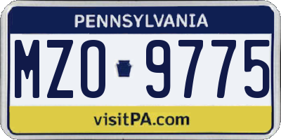 PA license plate MZO9775